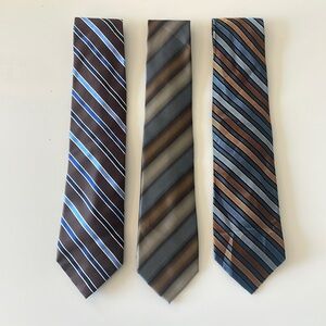 Bundle of 3 Handmade Striped Men’s Ties - Brown and Blue Hues
